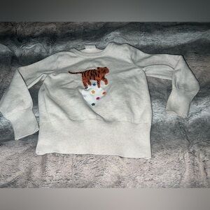 Cream Sweater with Tiger Design